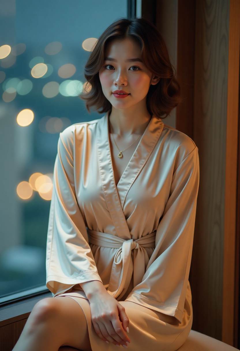 窗台上的手机与远处的河